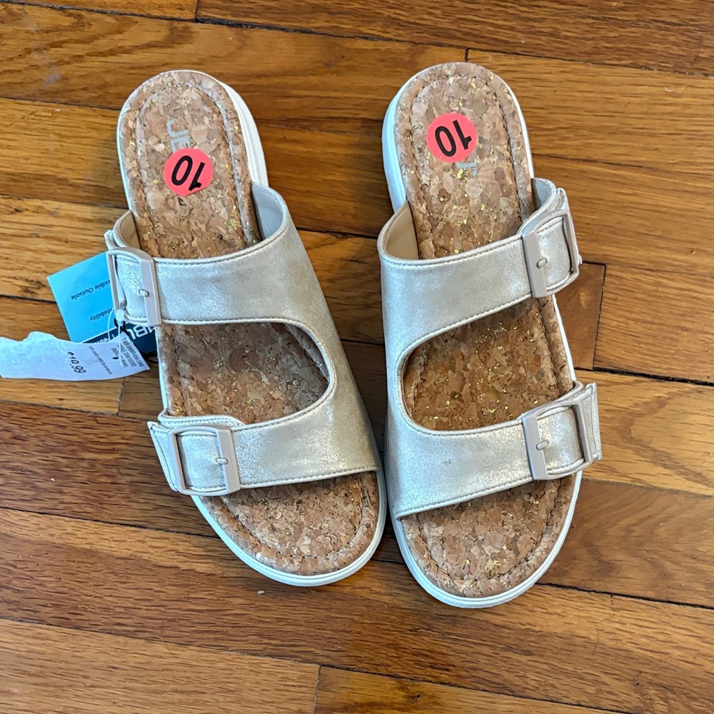 JBU Kona Metallic Slide Sandals - sz 10 NWT